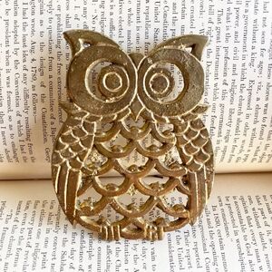 Vintage Brass Owl Trivet